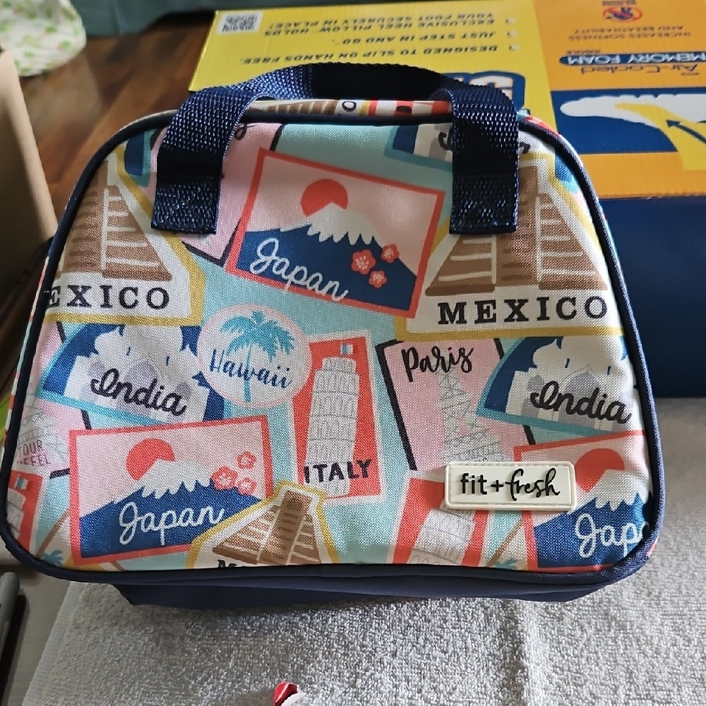 Fit + Fresh Insulated Lunch Bag with Travel Print